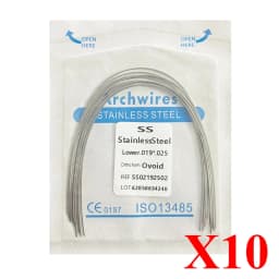 10pack AG Dental Arch Wires Orthodontic Super Elastic NITI Round Rectangle Archwire Lower/Upper 012/014/016/018/020/16x16/16x22
