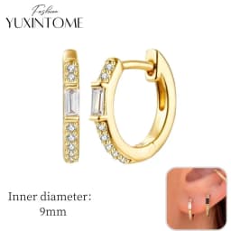 925 Sterling Silver Ear Needle Hoop Earrings Crystal Circle Small Huggie Earrings for Women Simple Females Girls Jewelry