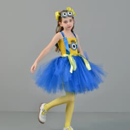 Big Eyes Mini Yellow Man Costumes for Baby Girls Anime Cartoon Characters Cosplay Dresses for Kids Birthday Outfit Party Clothes
