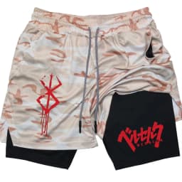Anime Berserk Performance Shorts Men 2-in- Running Compression Shorts Training Yoga Gym Sportswear Workout Shorts with Pockets