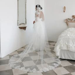 Elegant Cathedral Length Mantilla Wedding Veil Soft Lace Edge Single Tier Long Bridal Veil with Comb Wedding Accessories VP86