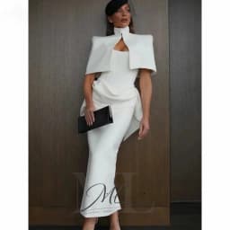 ML Vintage Wedding Guest Dress with Cape Elegant White Party Evening Gowns Mermaid White Cocktail Dresses Ankle-length Customize