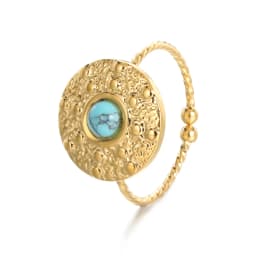 Adjustable Vintage Boho Blue Stone Stainless Steel Rings For Women Oval Fashion New Anillos Jewelry Wedding Gifts
