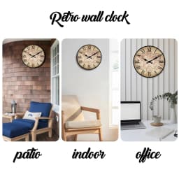 Retro Nautical Coast Beach Ship Compass Pattern Wooden Wall Clock Living Room Bedroom Kitchen Home Decor Silent Quartz Clock Holiday Gift 10 Inch 12 Inch 14inch 16inch (No Battery)