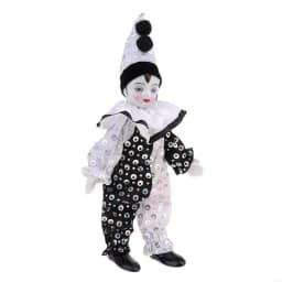 Porcelain Circus Clown Figurine Hand Painted Model Figure Aesthetic Decorative Doll for Home Office Tabletop Display