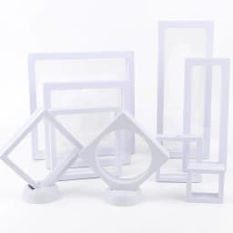 1Pcs White 3D Floating Display Case Stands Holder Plastic Suspension Storage for Pendant Necklace Bracelet Ring Jewelry Case