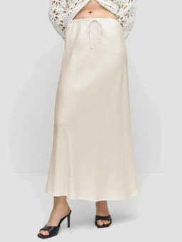 2026 Spring Summer Solid Color Satin Long Skirt For Women High Waist Lace-Up Fashion Elegant Faldas Light Luxury Women's Skirt