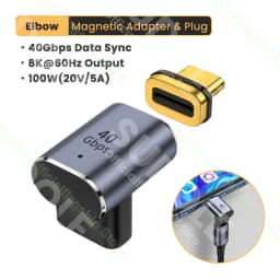 Elbow USB4.0 Thunderbolt3 40Gbps Magnetic Adapter USB C to C 100W Fast Charging Magnet Converter Cable 8K@60Hz USB TypeC Adapter