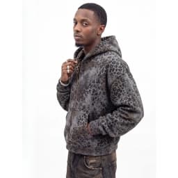 2026 Autumn New American Leopard Print Zip Up Hoodie for Men Y2K Retro Hip-hop High Street Men's Hooded Jacket Streetwear