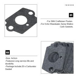 20Pcs/Set Carburetor Rebuild Kit Grass Cutter Washer For Stihl Craftsman Poulan For Echo Weedeater Zama Walbro Carb Gaskets