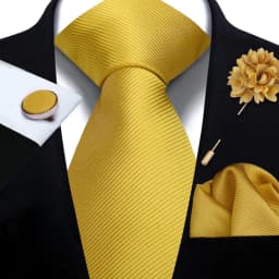 Men's Solid Necktie Cufflinks Pocket Square Lapel Pin Flower Brooch Elegant Man Wedding Shirt Accessory Set Suit Groomsmen Gifts