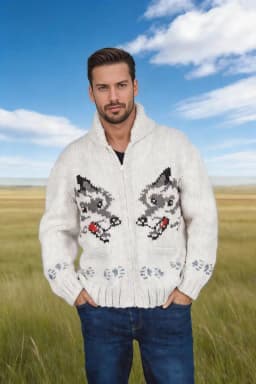 Men's Fox Plaid Knitted Sweater Blazer for Spring 2026 - Thick Knit with Zipper Closure Loose and Comfortable Style