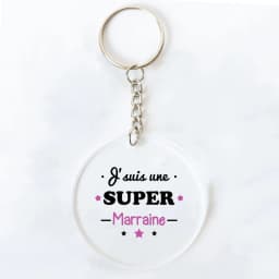 Best Godmother In World Print Keychain Circle Monogram Acrylic Keyring Fashion Key Chain Festive Birthday Gifts for Marraine