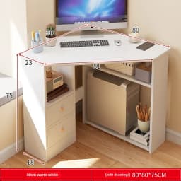 Modern Corner Desk with Bookshelf Storage for Home Office and Study Corner Writing Desk with Storage Shelves for Small Space