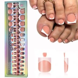 150Pcs Short Square Black French Tips Fake Toenails Matte Nude Pink Press On Toe Nails for Summer Daily Wearable False Toenail T