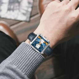 Specht & Sohne New Classic Men's Quartz Watch Blue Color Stainless Steel Japan VK63 Movt Genuine Leather Montre Homme 39MM