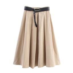 Casual Cowl Ne Cape Sle Midi Skirt with Belt High Waist Polyester Fiber Ladies Casual Faion Summer Collection