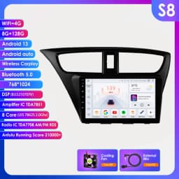 2Din Android13 Car Radio For Honda Civic 9 FK FB 2012-2017 wireless carplay Intelligent Screen 2din autoradio DSP 4G 360Camera