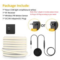 24V Wireless PlR Motion Sensor COB LED Neon Strip NightLight for Bed Bathroom Stair Hallway Lighting 3/5/10m Solid Silicone Tape