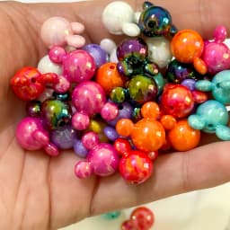 50pcs Mickey 9-color Perforated Beads DIY Jewelry Making Ballpoint Pen Necklaces Keychains Hair Clips Hanging Accessories
