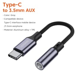 Toocki Type C to 3.5mm Earphone Jack AUX USB C Cable Headphones Adapter 3.5 Jack Audio cable For Huawei P20 Xiaomi Mi 13 Samsung