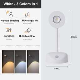 GGbingo Wall Light LED Motion Sensor Spotlight USB Rechargeable Wireless Dimmable Wall Lamp for Artwork Paintings Picture Light