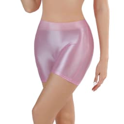 Women's Oil Shiny Glossy Sexy Thin Sheer Shorts Slim Fits Gymnastics Fitness Yoga Seamless Safe Pants Sport Casual Home Bottoms