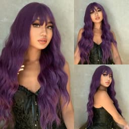 HENRY MARGU Long Wavy Brown Red Orange Wigs with Bangs Cosplay Party Heat Resistant Synthetic Hair Wigs for Black Women Afro