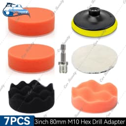 3 4 5 6 7 Inch Car Detailing Waxing Sponge Kit Sandpaper Disc Pad With M10 M14 Hex Drill Adapter for Auto Headlight Polishing