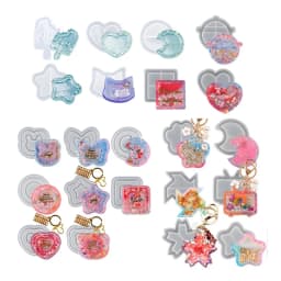 Double Layer Quicksand Pendant Crystal Epoxy Resin Mold Jewelry Keychain Silicone Mould DIY Casting Tools