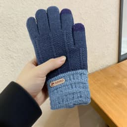 Touchscreen Cotton Gloves for Men, Winter Thermal Fleece-Lined Thick Knitted Gloves for Cycling, Cold-Proof for Northeast Winter, Women's Version Available