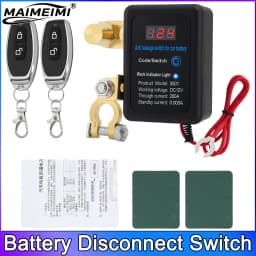  Battery Master Switch with Remote 12V Battery Master Disconnect Switch Heavy Duty Car Battery Kill Switch, 240A 433MHz Anti-th