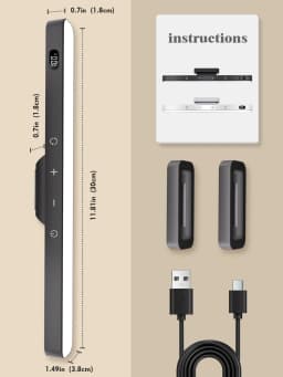 WILLED Touch Table Lamp Magnetic Desk Lamp Bulit-in 2500mAh Battery for Reading Cabinet Mirror Bedside Rechargeable Night Lights