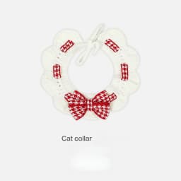 Red and Black Checkered Houndstooth Pet Collar Bib Water Towel Knitted Collar Decoration Used for Small Pets Bow Tie Accessories