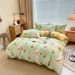 100% Cotton Brushed Quilt Cover Nordic Plaid Thickened Duvet Covers Soft Skin-Friendly Comfortable Single Double Blanket Cover