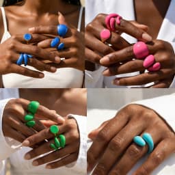 Chunky Open Twist Stackable Rings for Women, Blue Geometric Bold Enamel Crossover Statement Ring Band Waterproof