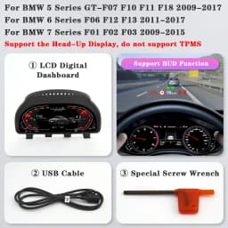 AUTOTOP 12.3" Digital Dash Instrument Cluster for F07 F10 F11 F18 F06 F12 F13 F01 F02 F03 Digital Cluster Speedometer Without HU