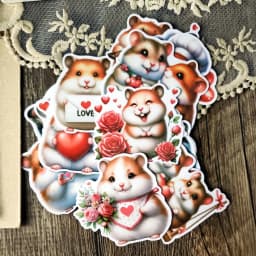 1 set Cute Kawaii Valentine's Day Hamster Stickers Decal For Phone Car Case Laptop Album Diary Backpack Stickers stationary