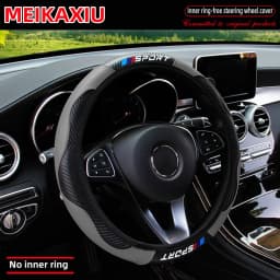 Carbon Fiber Leather Sport Car Rimless Steering Wheel Cover Is Suitable for 14.5 - 15-Inch Steering Wheels as Decoration Items