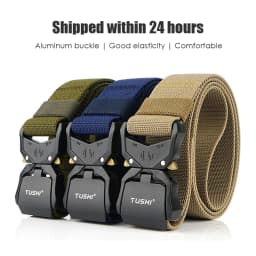 VATLTY New Casual Elastic Belt for Male Quick Release Alloy Buckle Tactical Outdoor Belt Men's Blue Stretch Belt
