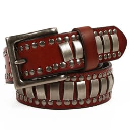 Punk Rock Belts Geometry Pattern for Men Male Rivet Studded Belts First Layer of Cowskin Hip Pop Decorative Belts For Jeans