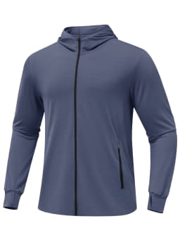 TACVASEN Men's Full Zip UPF 50+ Hooded Jacket Lightweight Sun Protection Fishing Hiking Shirt 4 Pockets Thumbholes Breathable