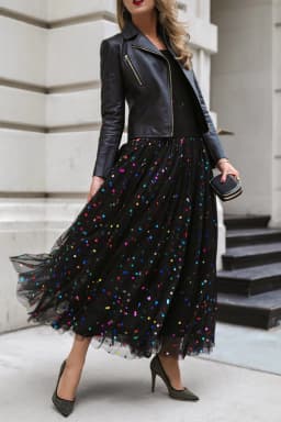 Elegant Women Mesh Skirts Sequin A Line Elasticity High Waist Pleated Skirt Spring Summer Ankle Length Party Long Skirt