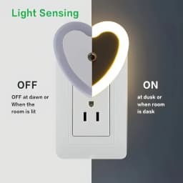 Night Light Plug In 220V Dusk Sensor Heart Shape for Stairs, Bedrooms, Kitchens, Freestanding Wall Mount Light Sensor Control
