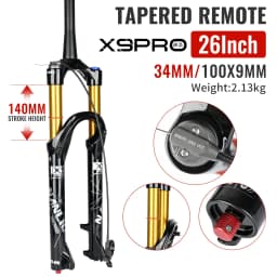 Nanlio X9 Pro MTB Air Suspension Fork 34mm 140/160mm Travel 26/27.5/29 Inch 100x9 100x15 Damping Rebound Bike Fork