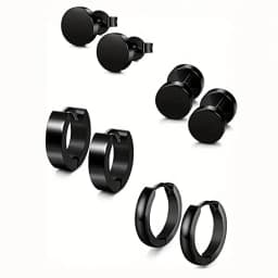 8 Pairs/Set Stainless Steel Hoop Earrings Stud Earrings For Men And Women, Punk Huggie Ear Piercing Earring Set