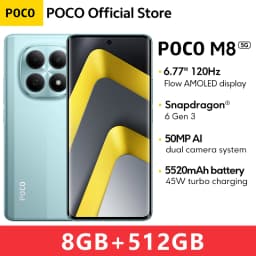 POCO M8 5G Global Version Smartphone Snapdragon® 6 Gen 3 6.77" Flow AMOLED display 5520mAh 45W Charging NFC