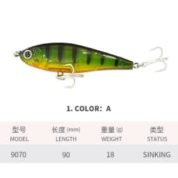 3D Inshore Twitchbait 90SS Slow Sinking 9cm 18g Pencil Stick Bait Saltwater Pesca Artificial Bait Seabass Fishing Lures Supplies