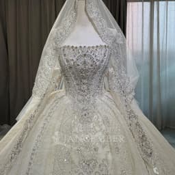 Customized Exquisite Long Sleeves Wedding Dresses for Bride Backless Bling Pleats Lace Appliques Ball Gown Vestido De Novia