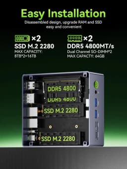 GMKtec M7 Ultra AMD Ryzen 7 PRO 6850U DDR5 4800MT/s PCIe4.0 x4 WiFi 6E BT5.2 Quad Display OCulink Dual 2.5G LAN 2*USB4 Computer